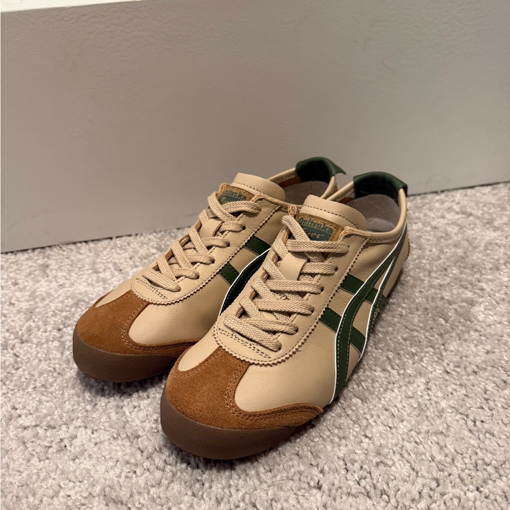 Onitsuka Tiger Men's Tan and Green Mexico 66 Sneakers